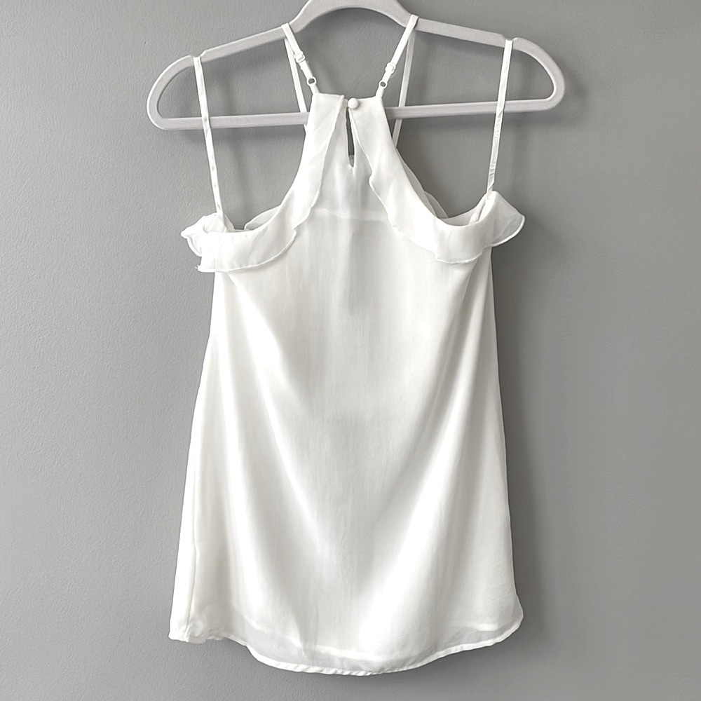Rain Cream Flower Rose Ruffled Halter Blouse-Small - Picture 2 of 6